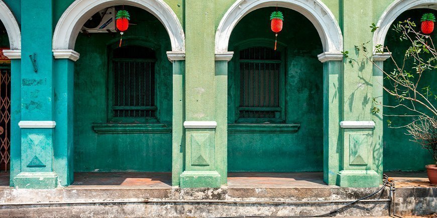 Sino-portugiesisches Haus in George Town, Penang, Malaysia